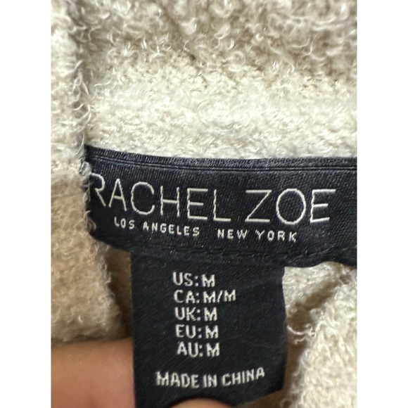 Rachel Zoe Beige Plush Long Sleeve Open Cardigan Size Medium Women's Autumn - Picture 5 of 6